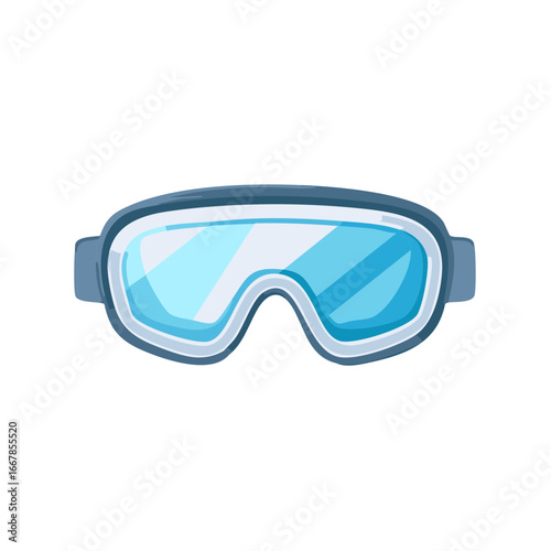 Modern blue ski goggles with reflective lenses for winter sports protection isolated illustration