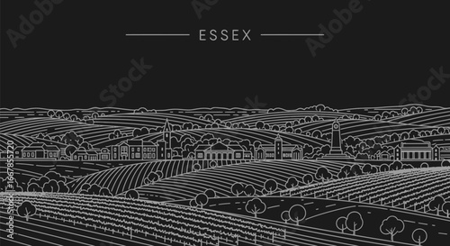 Essex Minimalist Landscape Line Art Illustration