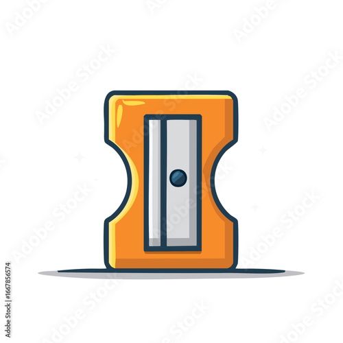 Vibrant Orange Manual Pencil Sharpener for School Office and Art Supplies Icon Illustration