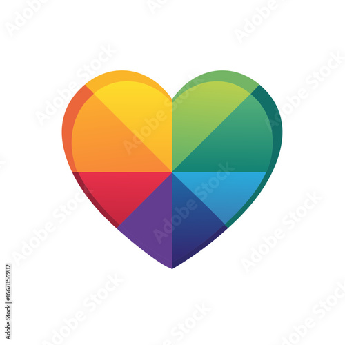 Colorful rainbow heart icon with geometric segments for love, diversity, and pride Free Download Colorful rainbow heart icon with geometric segments for love, diversity, and pride - GFXLoad