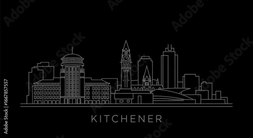 Kitchener Ontario City Skyline Outline