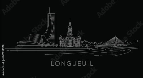 Minimalist Longueuil City Skyline Outline