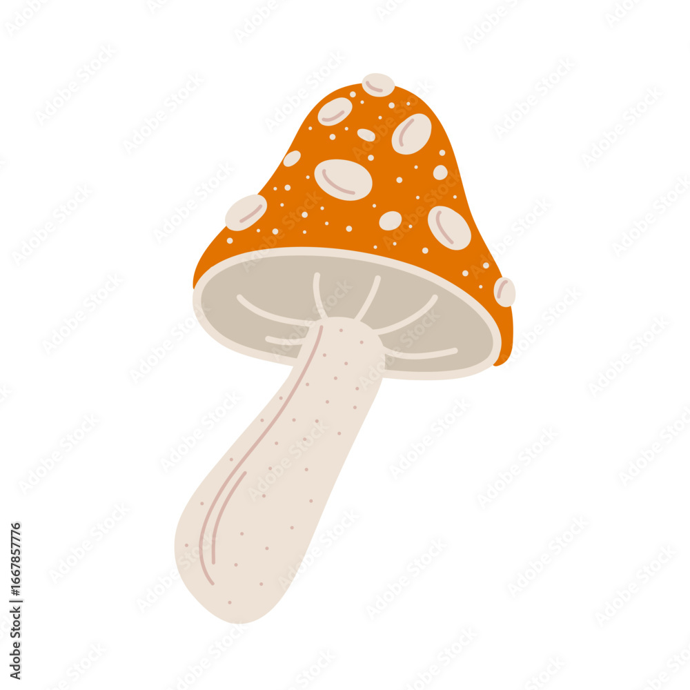 Cartoon illustration of poisonous fly agaric mushroom for magic forest or Halloween elements. Cartoon illustration of poisonous fly agaric mushroom for magic forest or Halloween elements.
