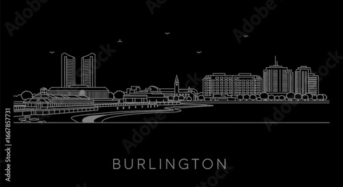 Burlington Vermont Skyline Minimalist Line Art
