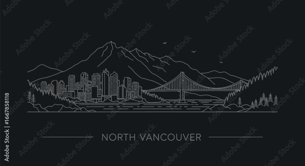 Obraz premium North Vancouver Minimalist Skyline Illustration