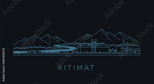 Kitimat BC Skyline Line Art