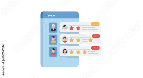 Online user review interface with star ratings and comments