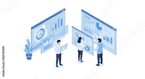 Team collaboration in isometric data presentation with interactive charts