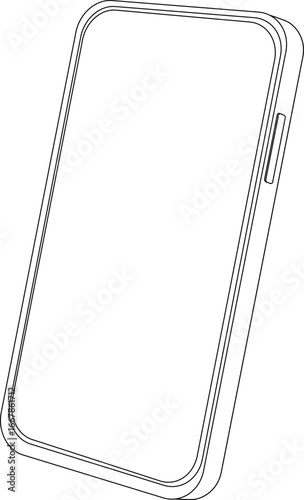outline perspective angle Mobile phone outline digital device illustration advertisement