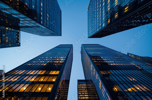 Wallpaper Mural Low-angle view of modern skyscrapers at dusk Torontodigital.ca