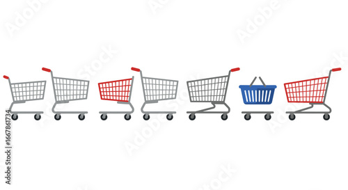 Shopping cart and basket evolution showing modern retail concept
