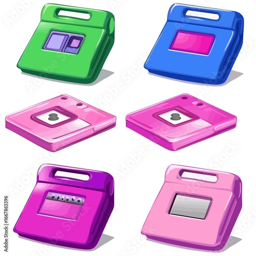 Set of floppy disk isolated white background 