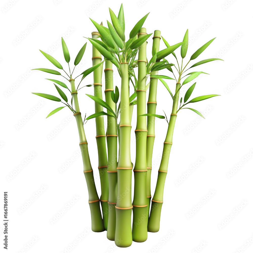 Fototapeta premium 3d lush bamboo stalks isolated on transparent background