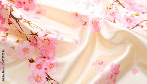 Pink Cherry Blossom Silk Kimono Fabric Texture