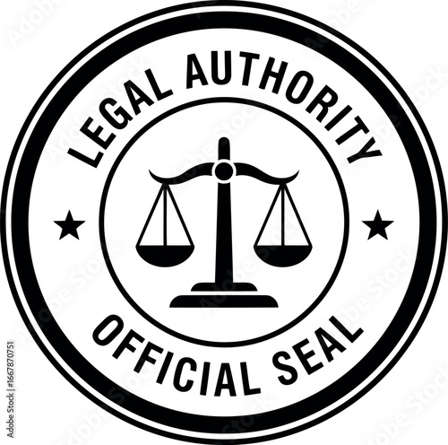 Official legal authority seal stamp justice symbol balance scales vector graphic stamp emblem symbol vector