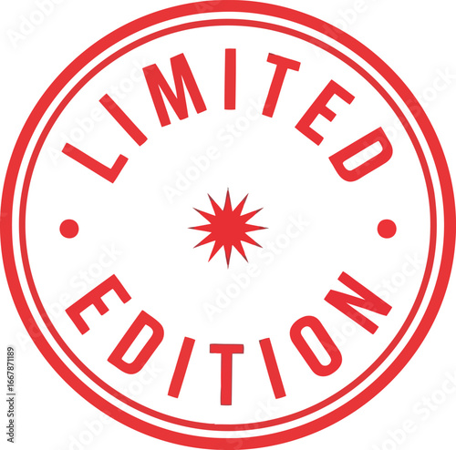 Retro limited edition stamp seal vintage style circular design red and white vector