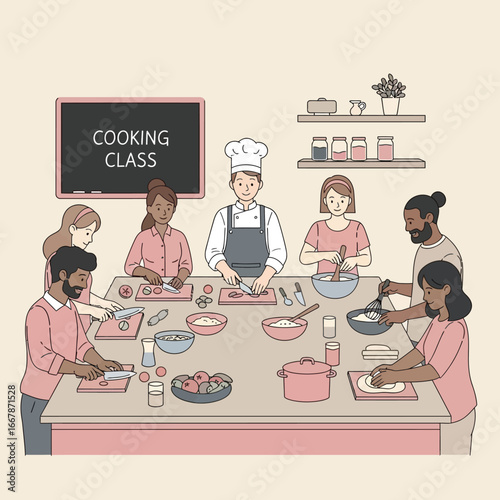 Diverse Culinary Class Cooking Lesson
