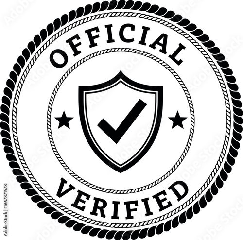 Official verified stamp seal graphic approved checkmark badge approval symbol vector
