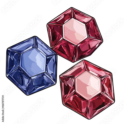 Red and blue gemstone 