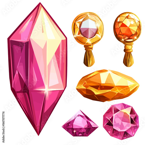Set of gemstone isolated on white 