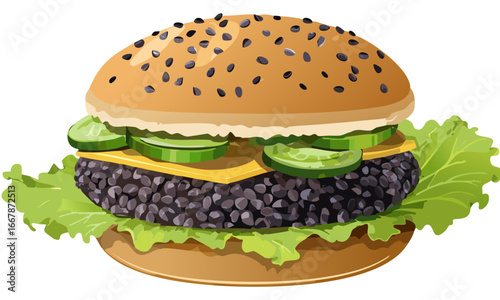 hamburger on black background
