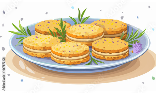 cookies on a blue plate