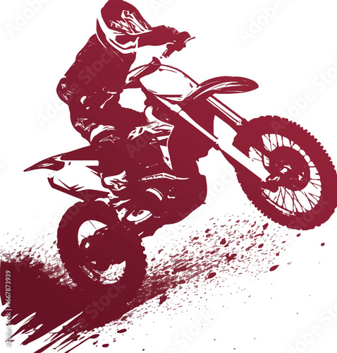 Motorcycle Stunt Rider: A skilled rider executes a dynamic stunt on a motorcycle, showcasing precision and mastery of the sport. A perfect illustration of the thrill and freedom