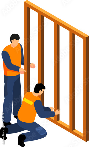 Home Repair and Maintenance Worker Isometric Icons – Construction, Plumbing, Electrical, Carpentry