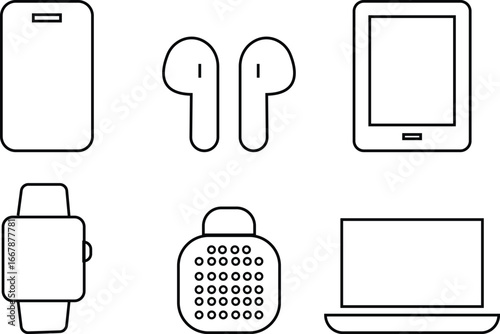 Electric device icon set, vectors of technology and gadget power and electronic equipment vector bundle, household and digital icons for modern lifestyle concepts, suitable for mobile app, and website