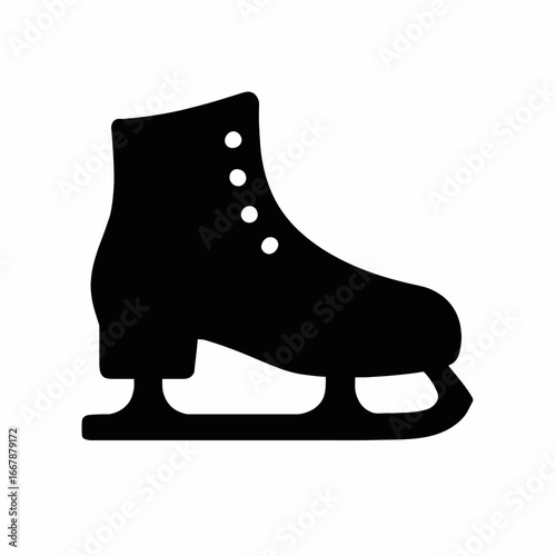 Simple Black Ice Skating Boot Icon for Winter Sports and Ice Skating Graphics
