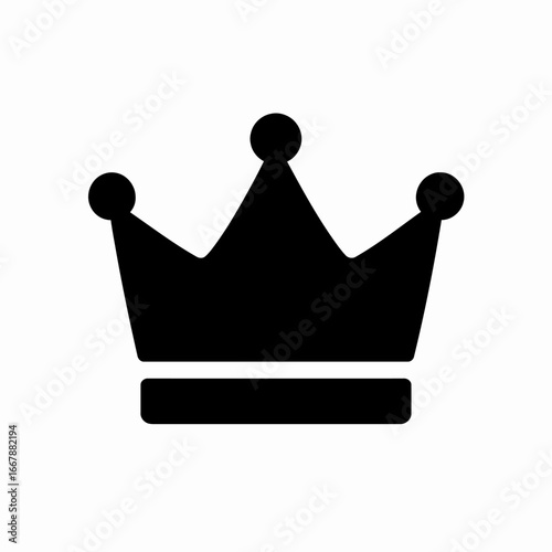 Black Crown Icon Simple Minimalist Symbol for Royalty or Leadership