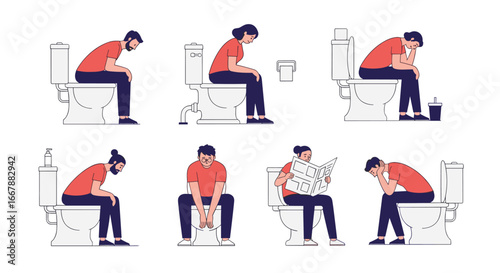 Understanding different poses and activities while using the toilet