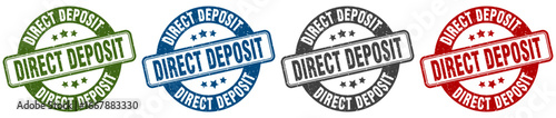 direct deposit stamp. direct deposit round stamp set isolated on white background