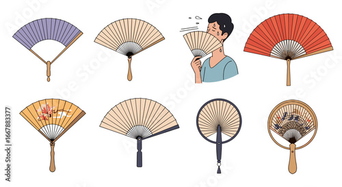 Traditional folding handheld fans for cooling and decoration