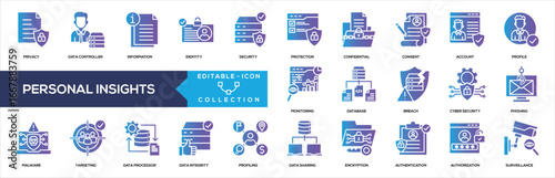 Personal Insight Glyph Gradient Icon Collection