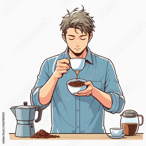 vector illustration of a coffee drinker 