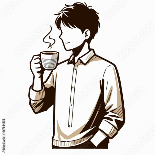 vector illustration of a coffee drinker 