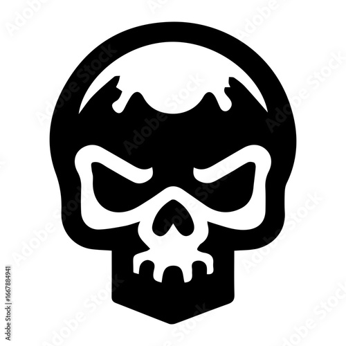 Fierce dark skull icon head silhouette.