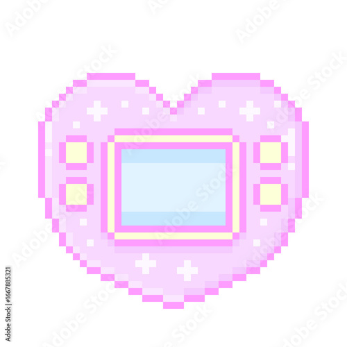 ピクセルアートな90sピンクのゲーム機♪PNG