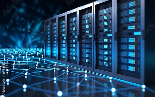 Server room data center hosting storage it infrastructure concept