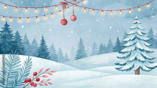 Festive winter watercolor design perfect for invitations, sale banners, and holiday covers.