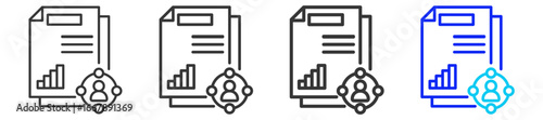Management Report Icon Set Collection in Creative Outline Style for audit Featuring multiple thickness variations with professional vector graphics elements