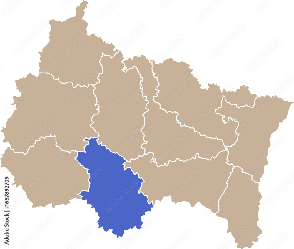 Obraz premium Illustration carte de la région Grand Est avec département Haute-Marne mis en lumière