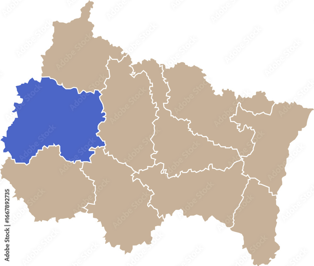 Fototapeta premium Illustration carte de la région Grand Est avec département Marne mis en lumière
