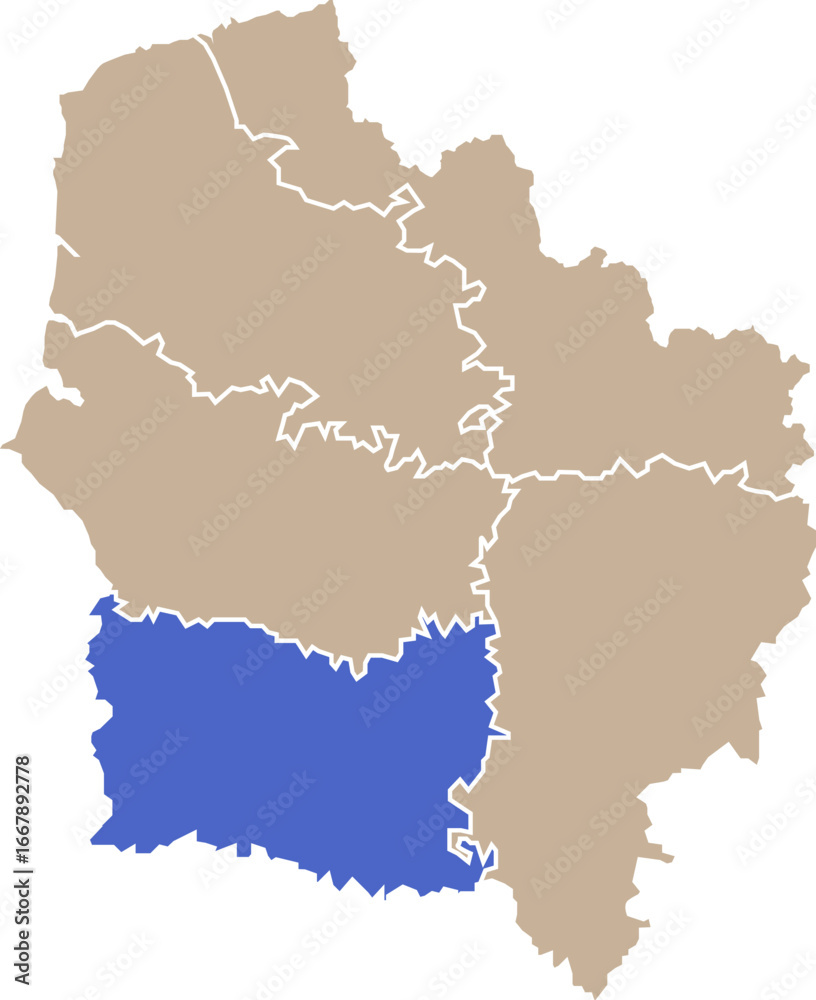 Obraz premium Illustration carte de la région Hauts-de-France avec département Oise mis en lumière