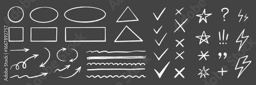 Wallpaper Mural Line mark icon pack. Pencil crayon arrows, cross sign, text quote frames, stars and check emphasis elements for infographic text design. Hand drawn line check mark elements. Vector illustration Torontodigital.ca