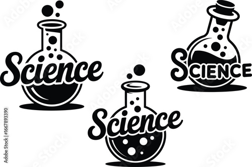Science Lab Beaker Designs Experiment Logo Concepts