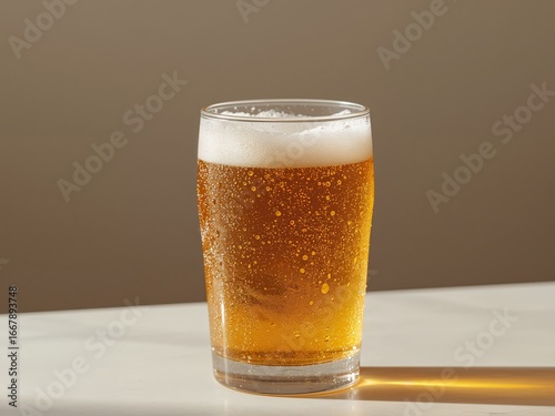 Golden Liquid Refreshment, Light Play on Glass A Study in Bubbles and Transparency.