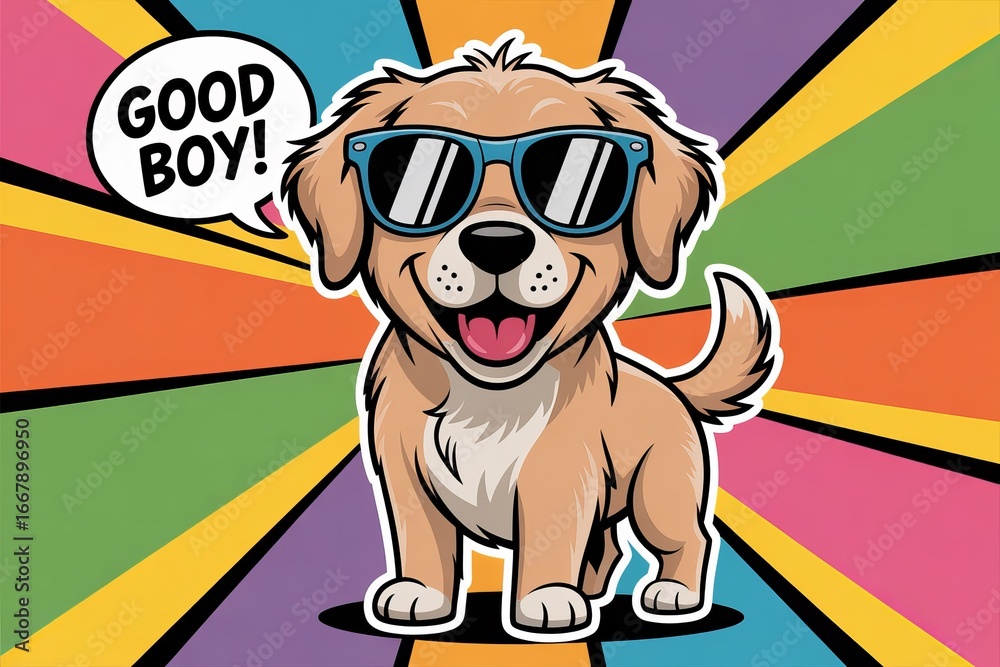 Naklejka premium Cool Dogs with Sunglasses Art Bundle – Graffiti, Pop Art, and Watercolor Styles