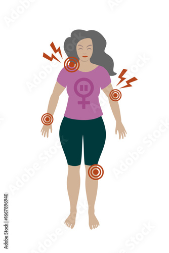 Menopausal woman having joint pain.